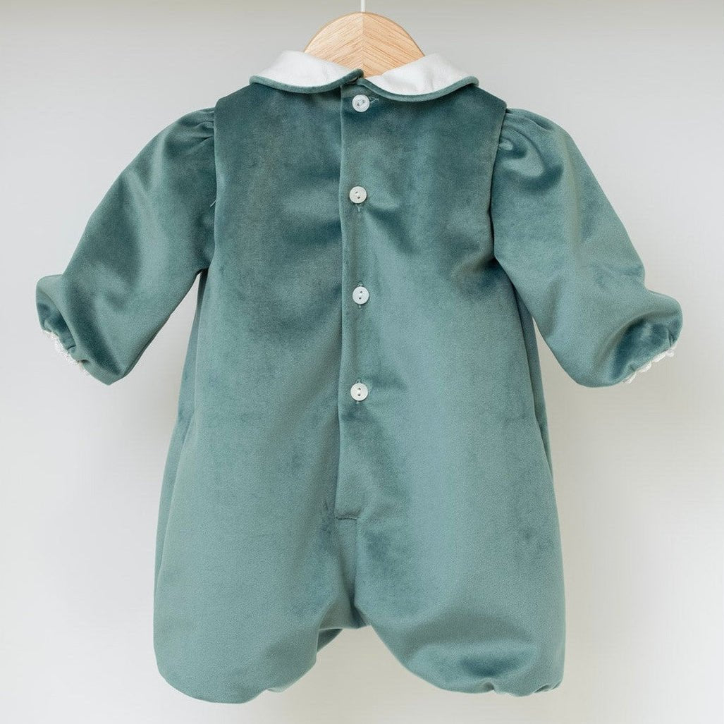 Pagliacetto in velluto Neonato Verde IN6623/V corredino e abbigliamento neonato | NANU' BABY