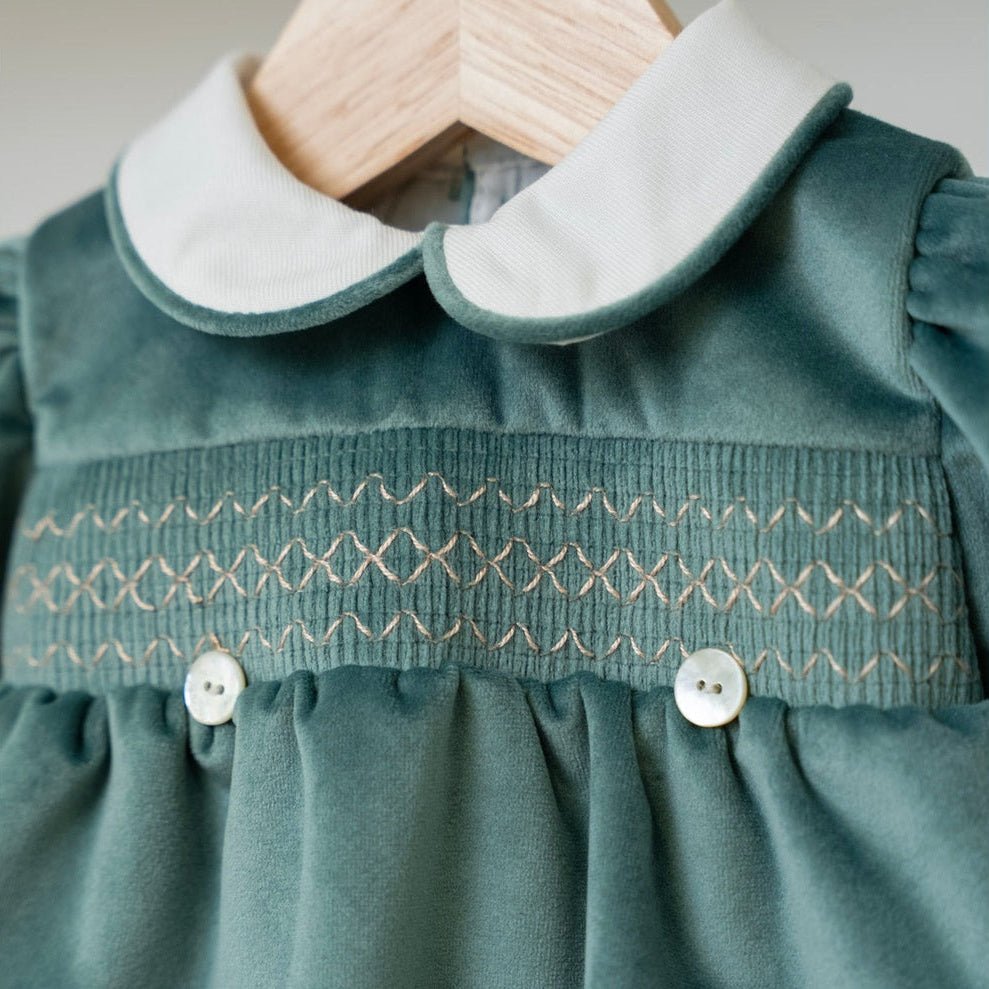 Pagliacetto in velluto Neonato Verde IN6623/V corredino e abbigliamento neonato | NANU' BABY