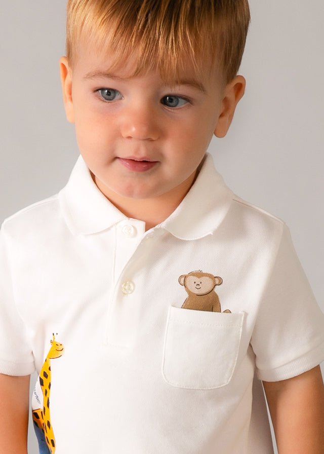 Polo Cotone Stampa Bianco 1108/16 corredino e abbigliamento neonato | NANU' BABY