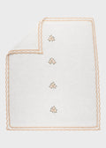 Coperta neonata cotone avorio volant fiorellini ricamati a mano 70x90cm Made Italy PICCOLA GIUGGIOLA PROVENZA
