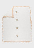 Coperta neonata cotone avorio volant fiorellini ricamati a mano 70x90cm Made Italy PICCOLA GIUGGIOLA PROVENZA