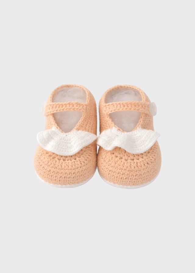 Babbucce neonata cotone avorio volant filo cotone Made Italy PICCOLA GIUGGIOLA PROVENZA