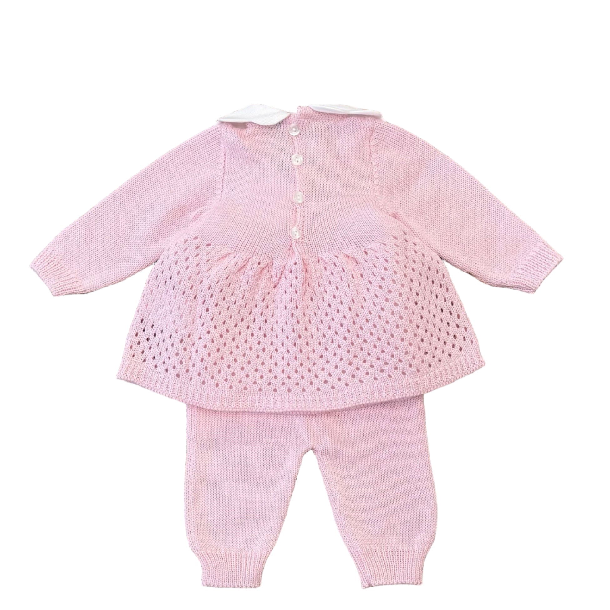 Newborn Baby Girl Merino Wool Set, Pink - BEBE' DI ALMY 2P80/R
