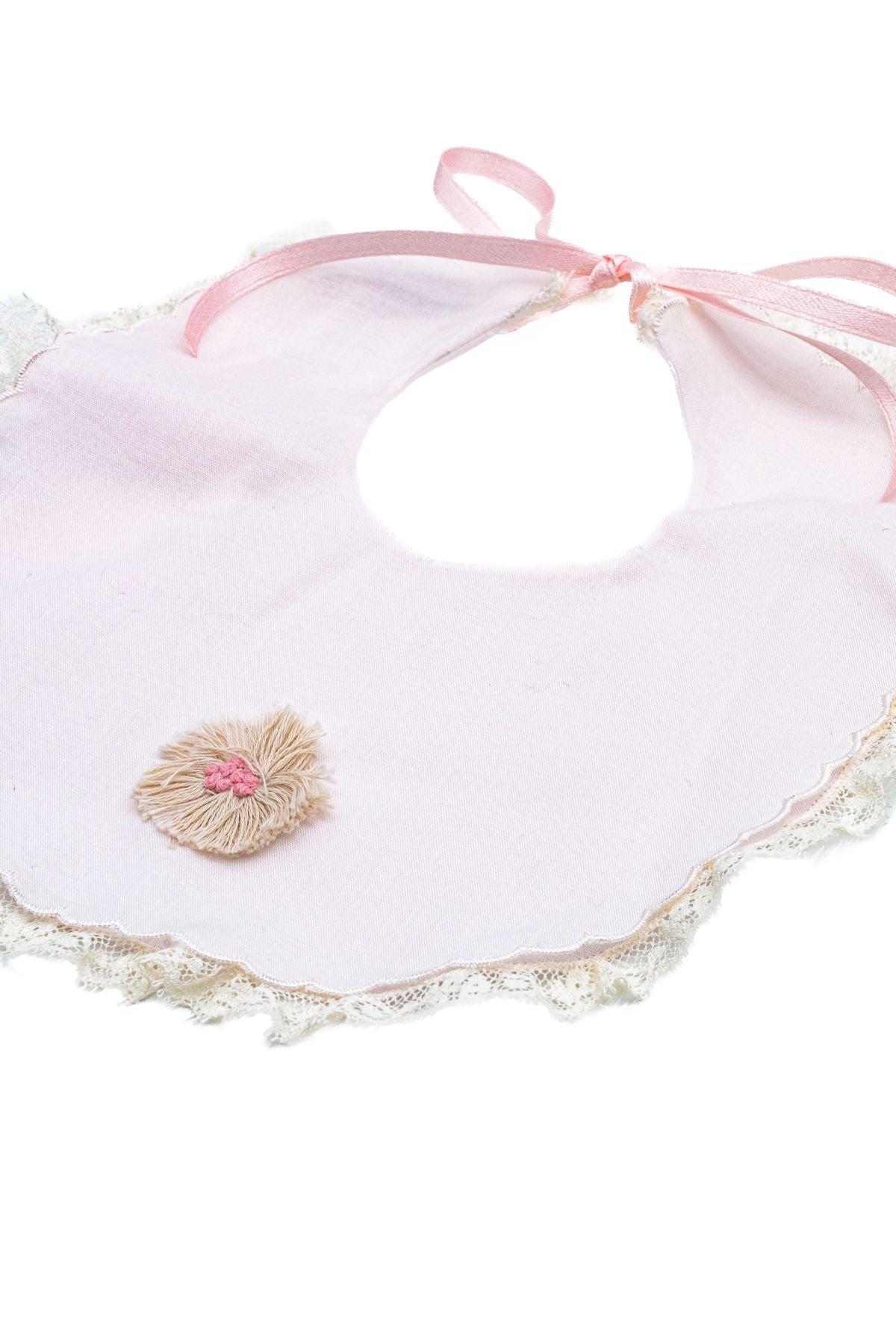 Bavetta ricamo e pizzo Neonata Rosa AMY/817