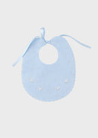 Bavetta neonato cotone batista cielo fiocchi ricamati punto vapore nodo d'amore Made Italy PICCOLA GIUGGIOLA ROBERTO