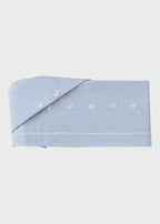 Lenzuolino culla cotone batista cielo fiocchi ricamati punto vapore nodo d'amore 106x80cm Made Italy PICCOLA GIUGGIOLA ROBERTO