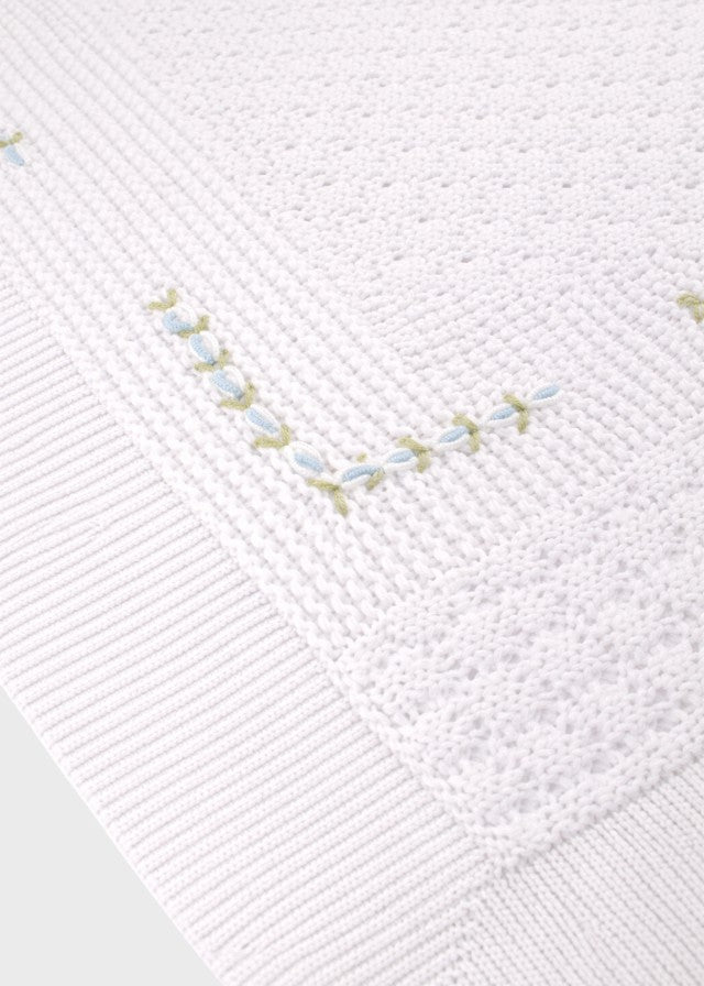 Coperta Fiori Ricamati Bianco SAIT/CO-C