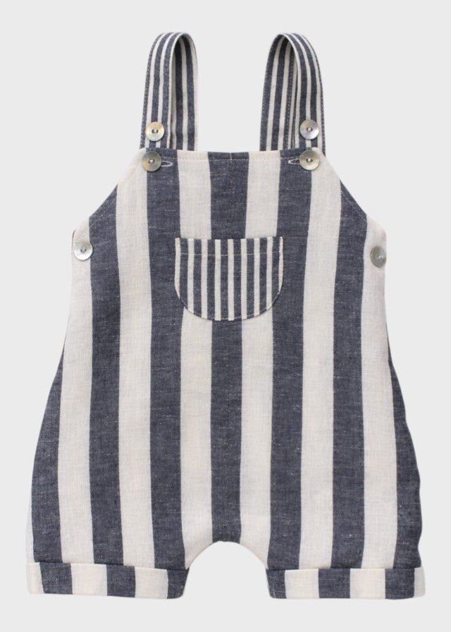 Salopette Bimbo Misto Lino Righina Blu C63278 corredino e abbigliamento neonato | NANU' BABY