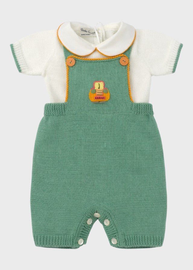Salopette Cotone Macchinina Verde CETIN/SL - V corredino e abbigliamento neonato | NANU' BABY