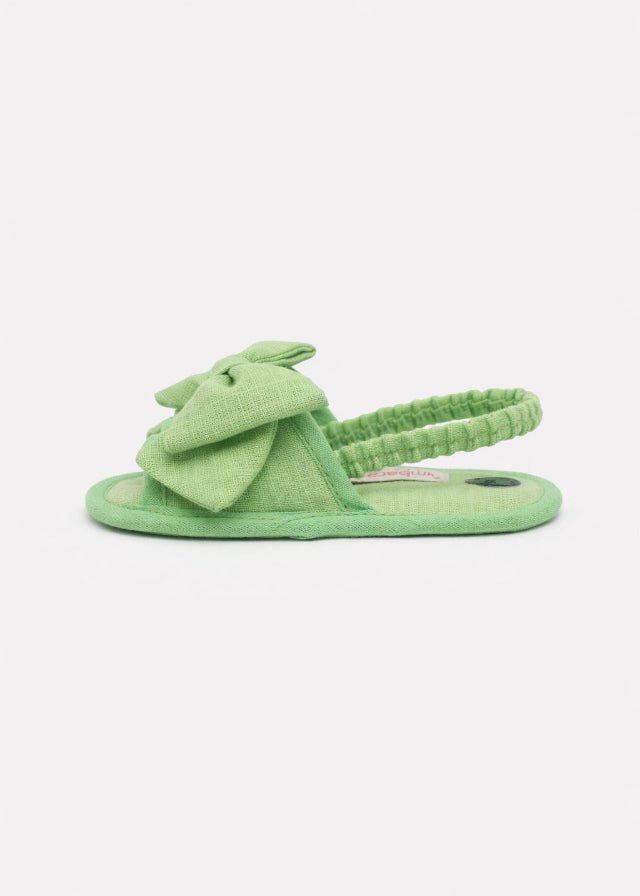 Sandali Lino Fiocco Verde SF41126/V corredino e abbigliamento neonato | NANU' BABY