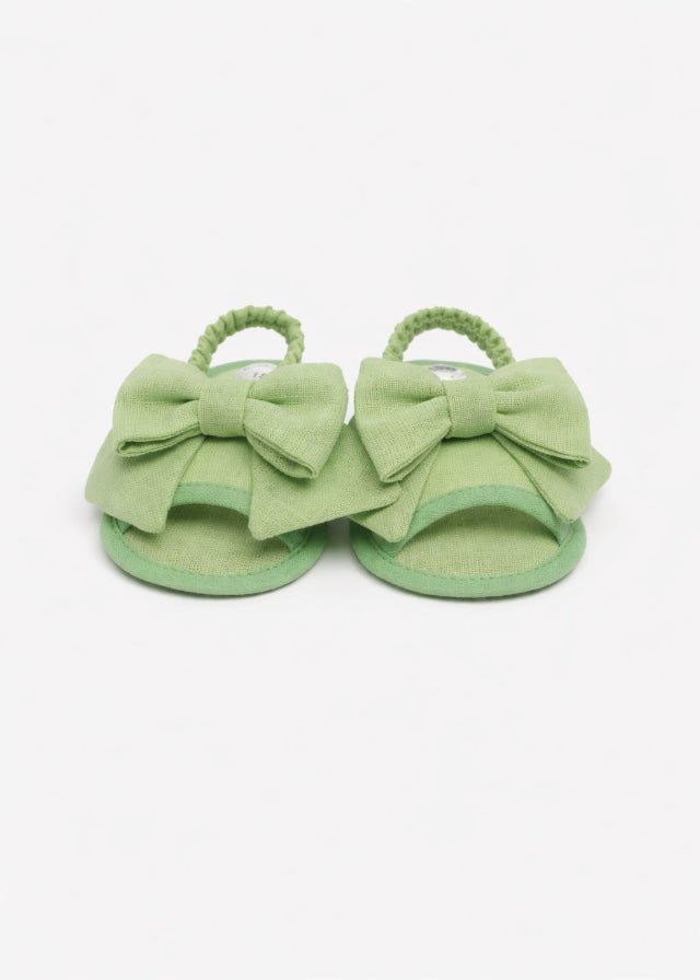 Sandali Lino Fiocco Verde SF41126/V corredino e abbigliamento neonato | NANU' BABY