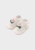 Sandali Rose Ricamate Bianco DELIZIA/SN corredino e abbigliamento neonato | NANU' BABY
