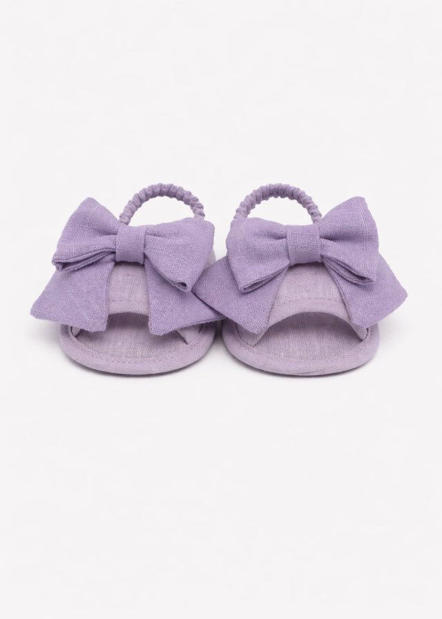 Sandali Tessuto Fiocco Lilla SF41126/L corredino e abbigliamento neonato | NANU' BABY