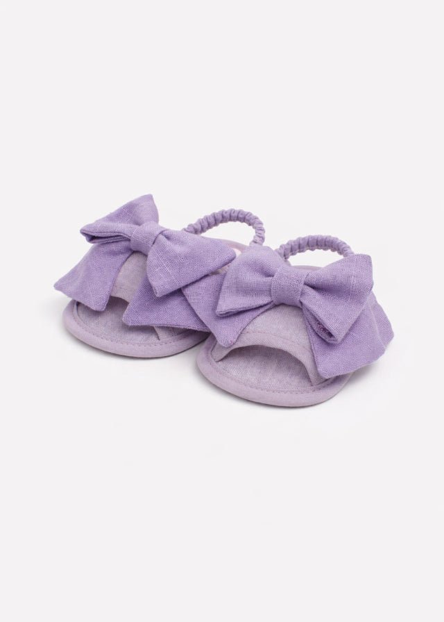 Sandali Tessuto Fiocco Lilla SF41126/L corredino e abbigliamento neonato | NANU' BABY