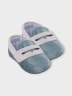 Scarpe Cerimonia Bimbo Tessuto Verde Salvia Grigio IM204SC corredino e abbigliamento neonato | NANU' BABY
