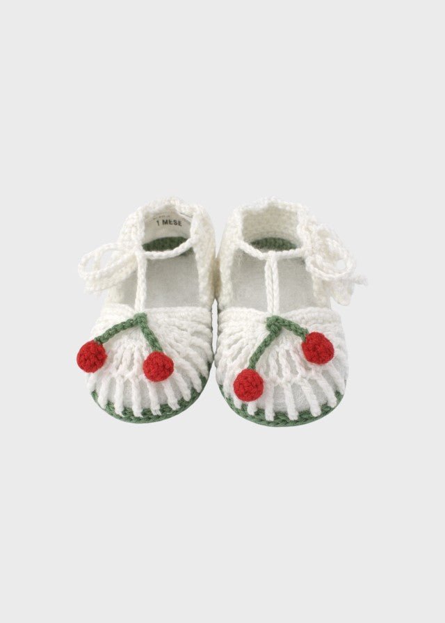 Scarpette Ciliegine Cotone Avorio CHERRY/SN corredino e abbigliamento neonato | NANU' BABY
