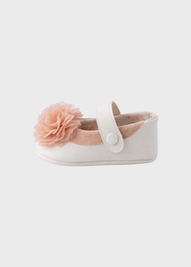Scarpina Cerimonia Vaniglia Rosa EV311SC corredino e abbigliamento neonato | NANU' BABY