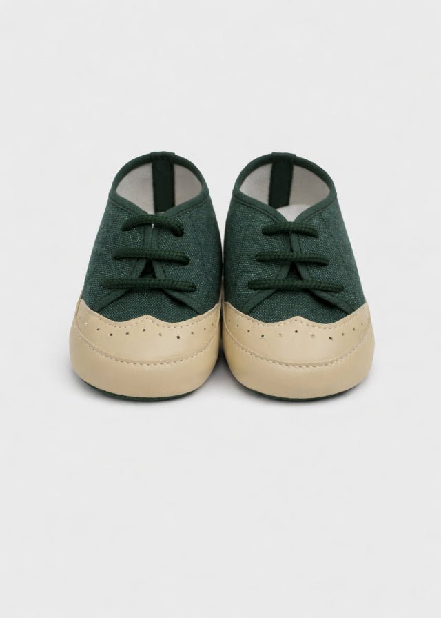Scarpina Oxford Tessuto Verde SM39164/T26 corredino e abbigliamento neonato | NANU' BABY