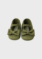 Scarpine Raso Verde Cerimonia corredino e abbigliamento neonato | NANU' BABY