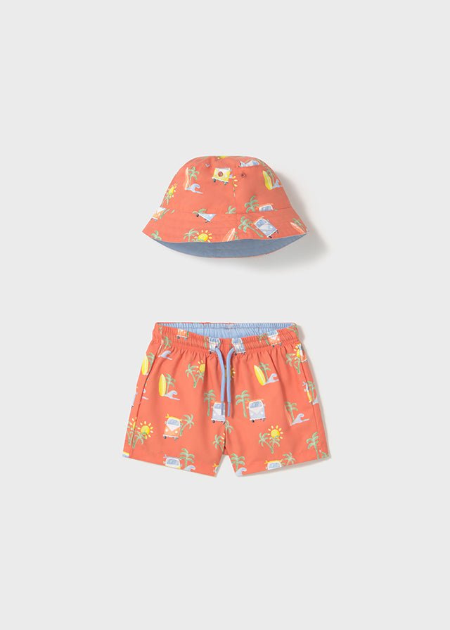 Set Costume Cappello Reversibile Arancio 1646/12 corredino e abbigliamento neonato | NANU' BABY