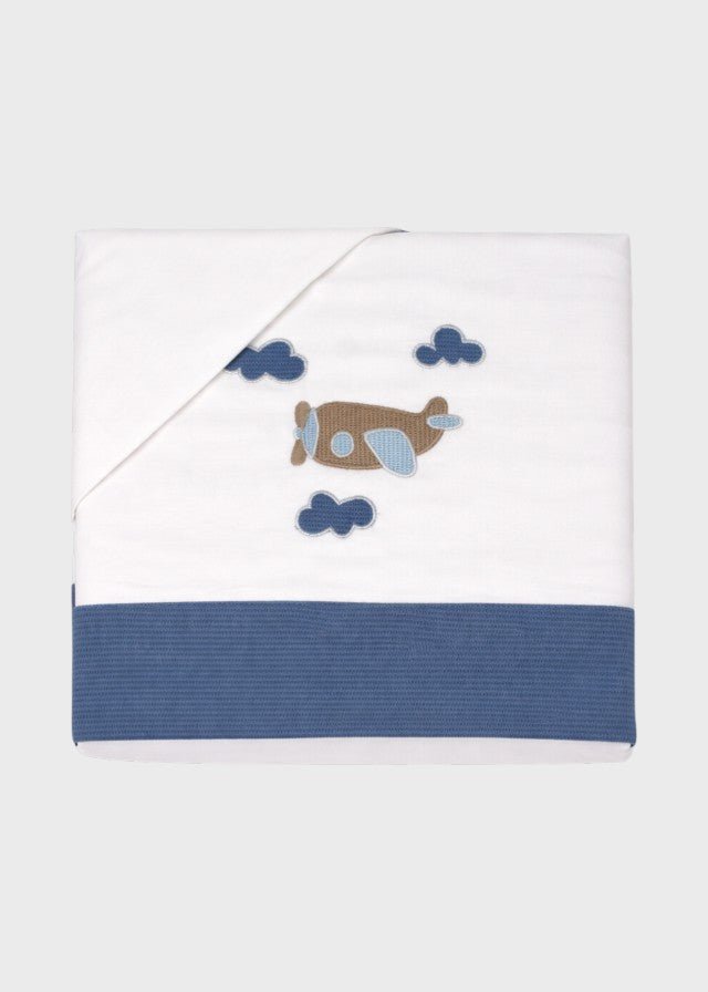Set Lenzuolo Cotone Ricamo Aereoplanino LL1204 corredino e abbigliamento neonato | NANU' BABY