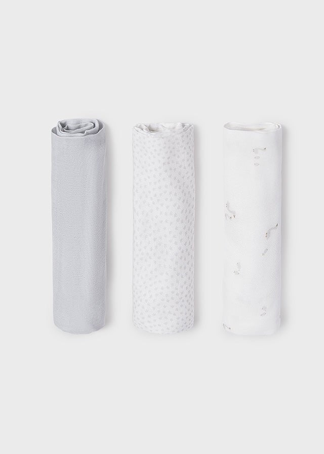 Set Mussoline Bambù Argento 9060/30 corredino e abbigliamento neonato | NANU' BABY