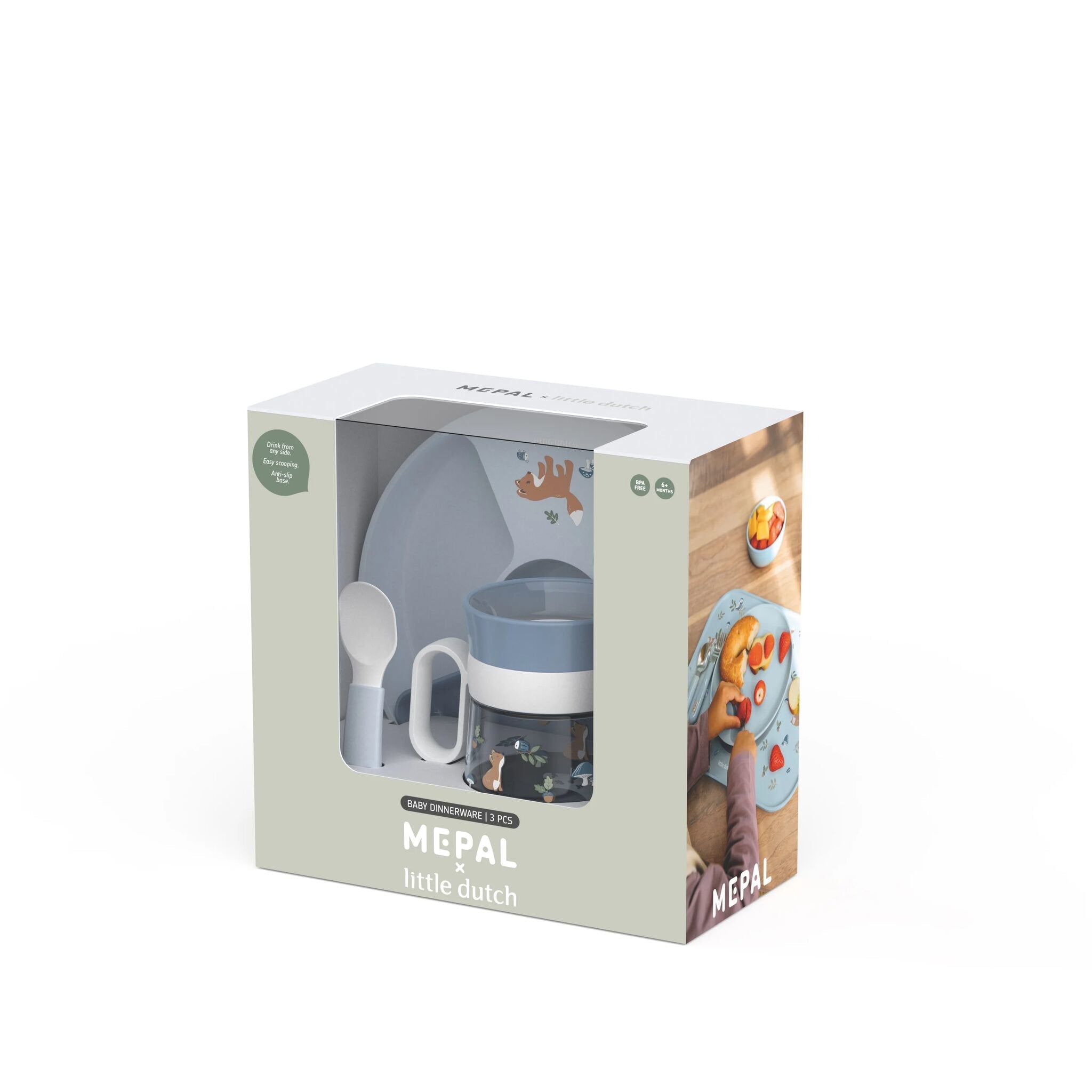 Set pappa Baby 3 pezzi (piatto con divisori, bicchiere e cucchiaio) Blu 108040565408 corredino e abbigliamento neonato | NANU' BABY