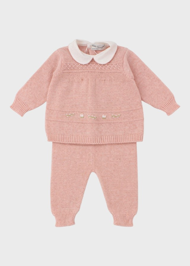 Completo nascita neonata cotone rosa fiorellini ricamati punto smok Made Italy PICCOLA GIUGGIOLA SOFIA