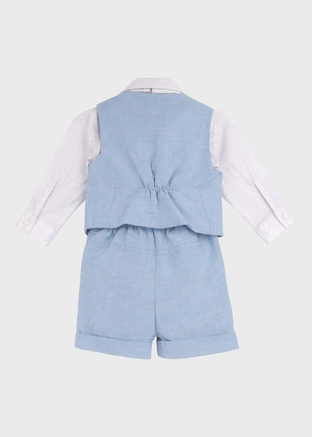 Completo Cerimonia Gilet Bermuda Cielo