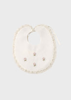 Bavetta neonata cotone batista rosa cipria fiorellini ricamati a mano Made Italy PICCOLA GIUGGIOLA TERESA