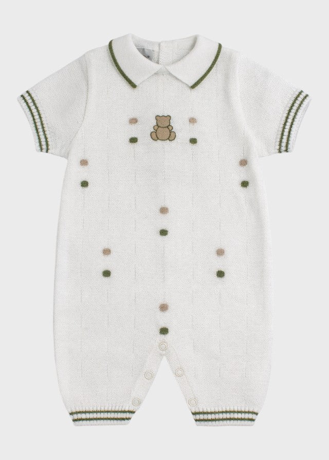Tutina Corta Pois Nocciolina Verde EK5615V corredino e abbigliamento neonato | NANU' BABY