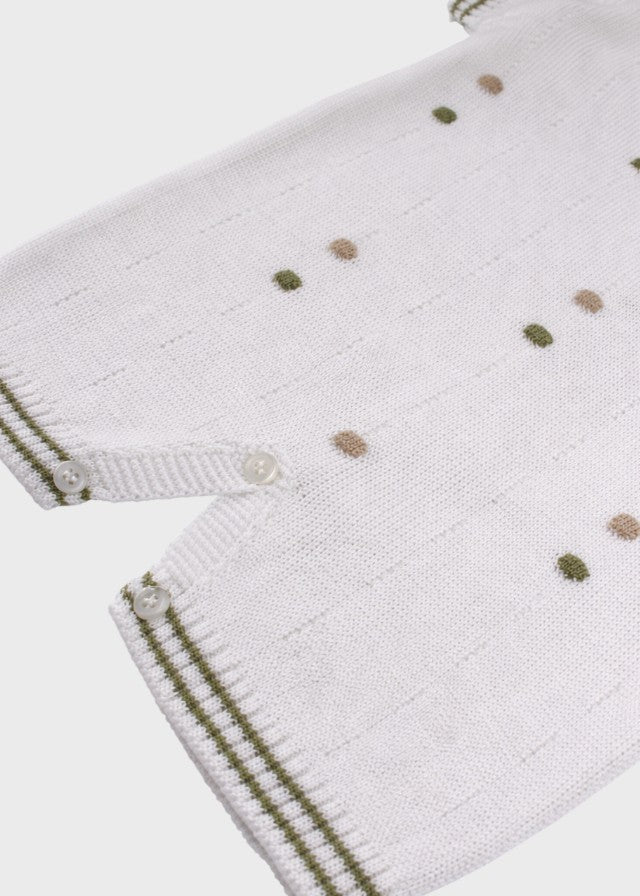 Tutina Corta Pois Nocciolina Verde EK5615V corredino e abbigliamento neonato | NANU' BABY