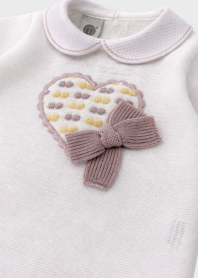 Tutina Cuore Fiocchetto Marsala EK1010/R corredino e abbigliamento neonato | NANU' BABY