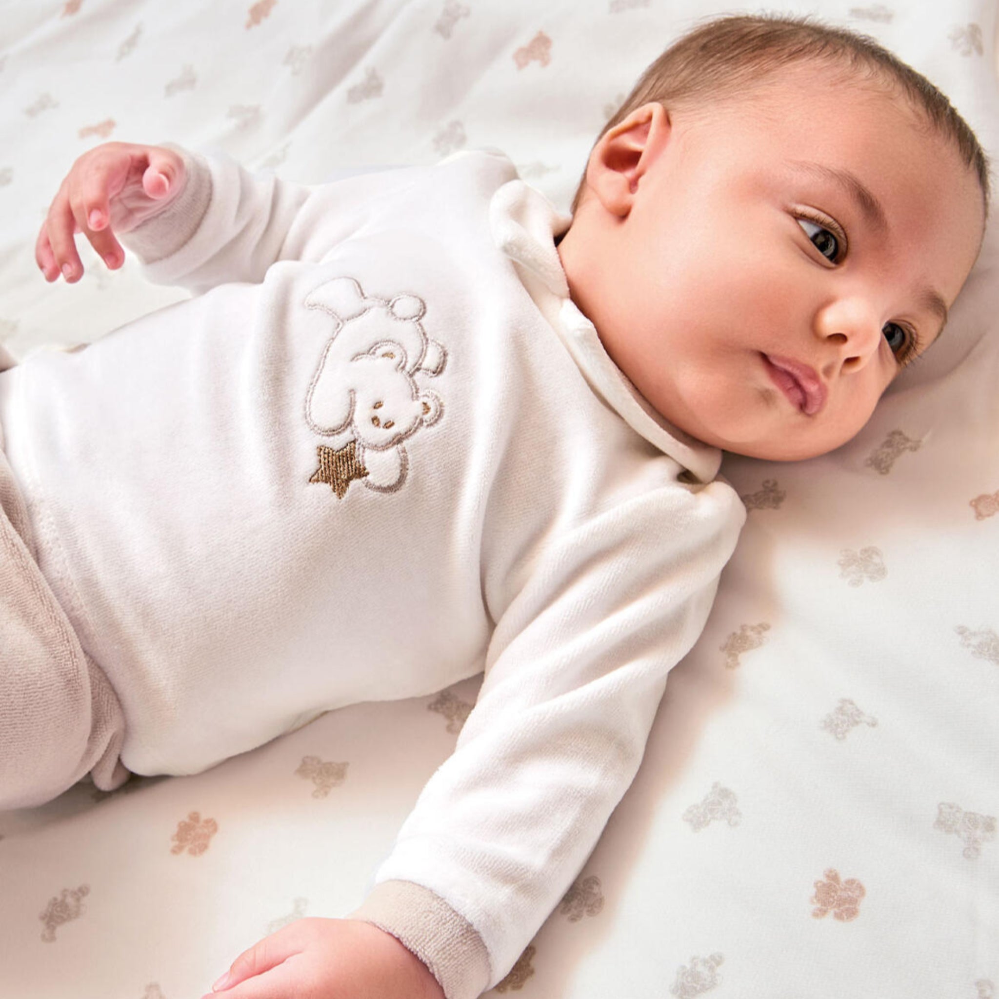 Two-Piece Footed Baby Romper, Chenille, 3F673/112