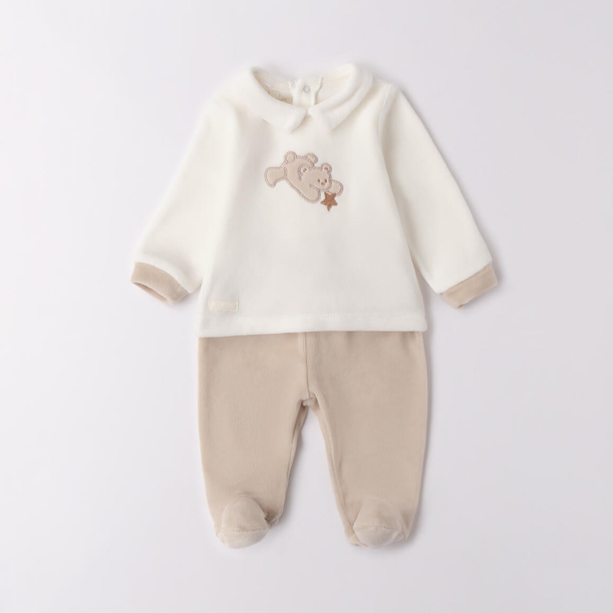 Tutina Due Pezzi Con Piede Neonato Ciniglia 3F673/112 corredino e abbigliamento neonato | NANU' BABY