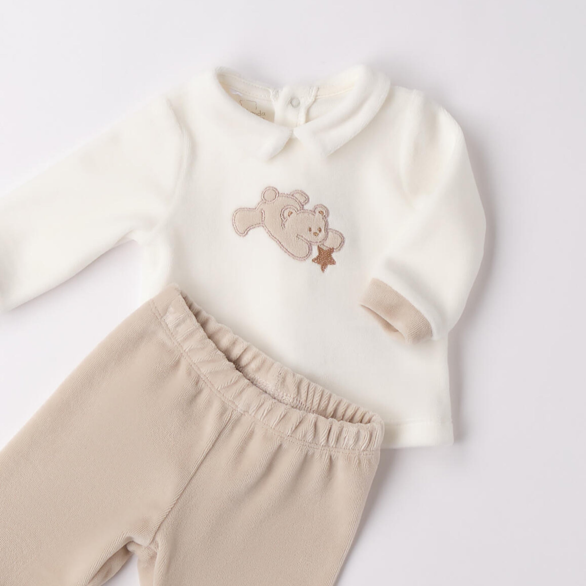 Tutina Due Pezzi Con Piede Neonato Ciniglia 3F673/112 corredino e abbigliamento neonato | NANU' BABY
