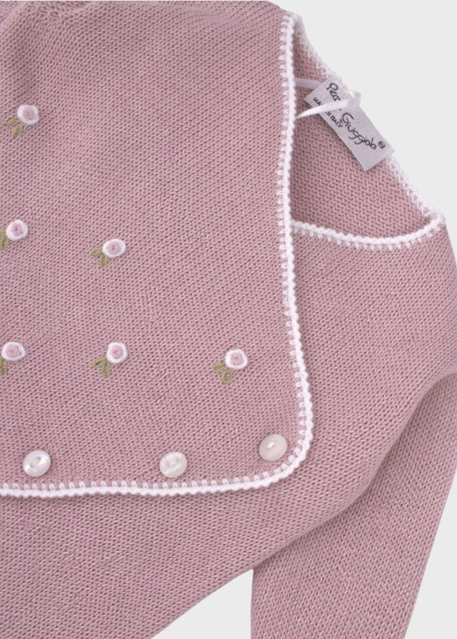 Tutina Incrociata Fiorellini Ricamati TERESA Rosa corredino e abbigliamento neonato | NANU' BABY