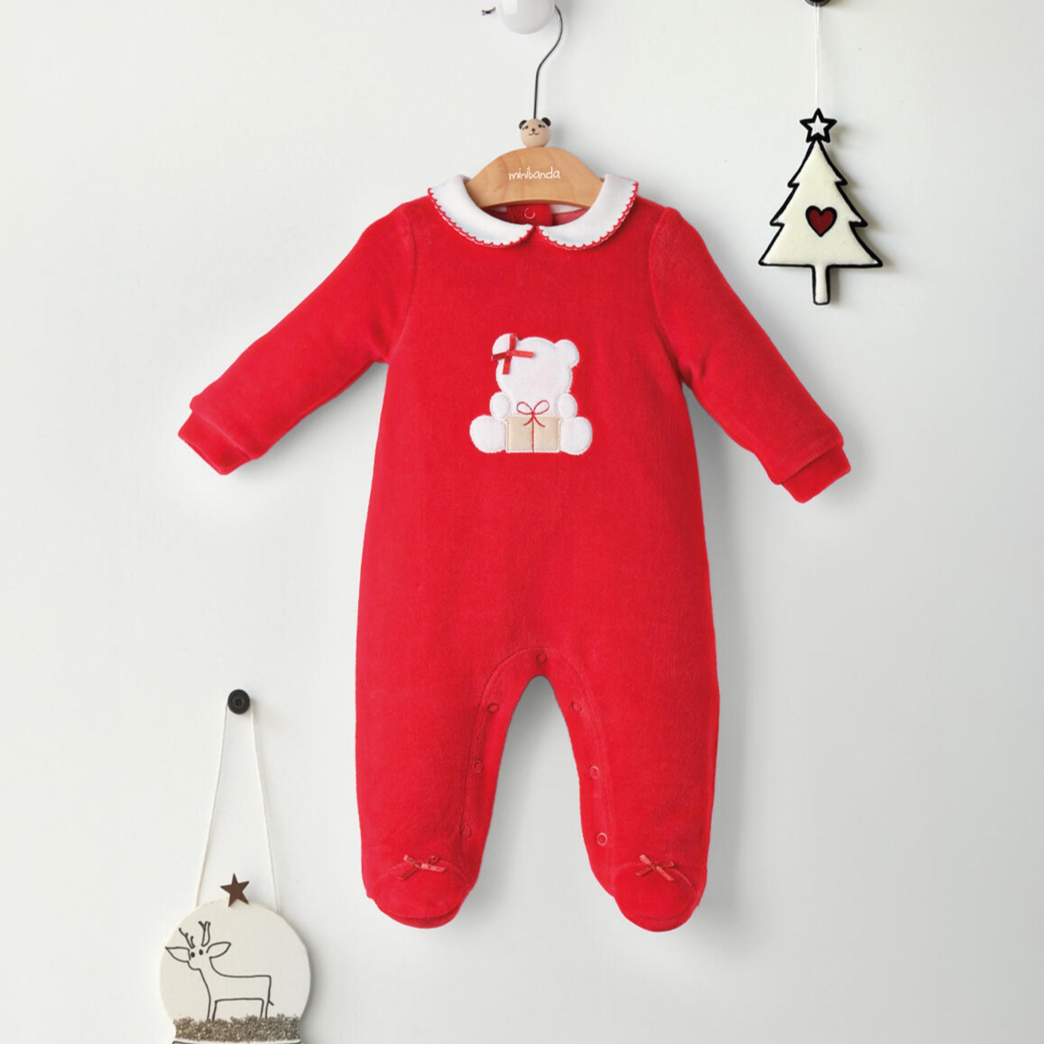 Red Baby Girl's Chenille Footed Pajamas for Christmas 3F769/2253