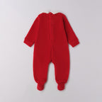 Roter Chenille-Weihnachts-Baby-Strampler mit Füßen 3F643/2253