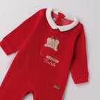 Roter Chenille-Weihnachts-Baby-Strampler mit Füßen 3F643/2253