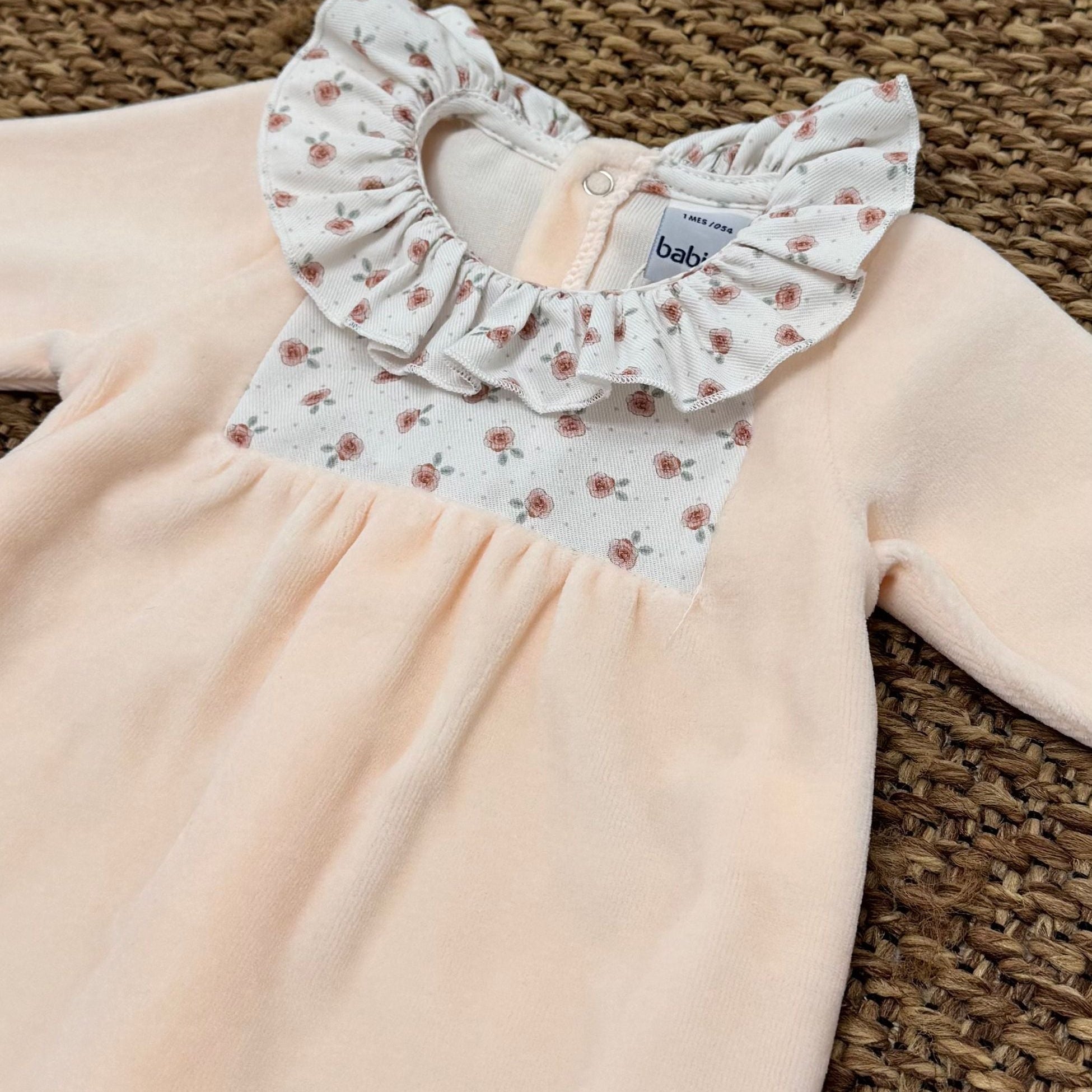 Tutina Neonata Ciniglia Arancio - BABIDU' 13901 corredino e abbigliamento neonato | NANU' BABY