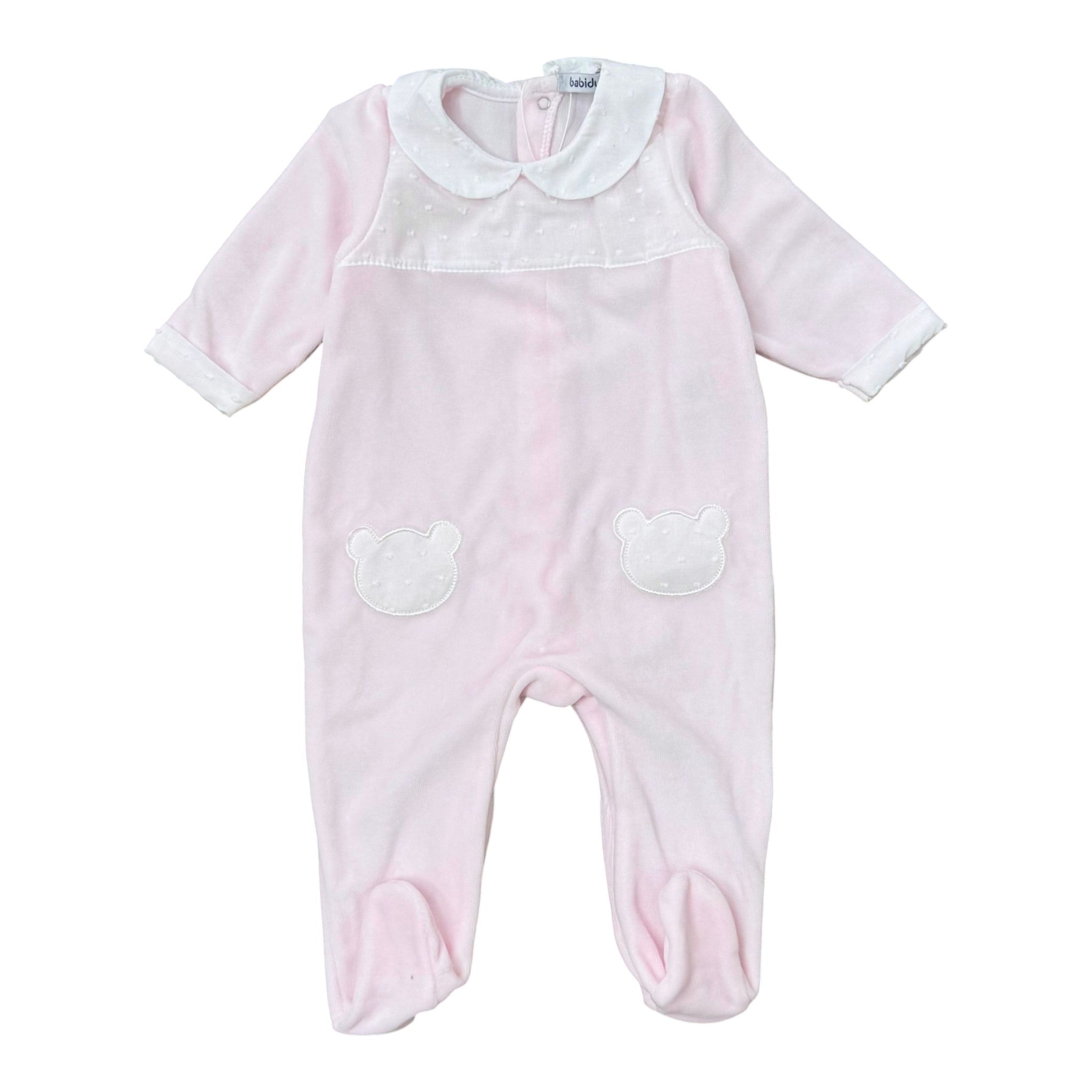 Tutina Neonata Ciniglia Rosa - BABIDU' 12906/R corredino e abbigliamento neonato | NANU' BABY