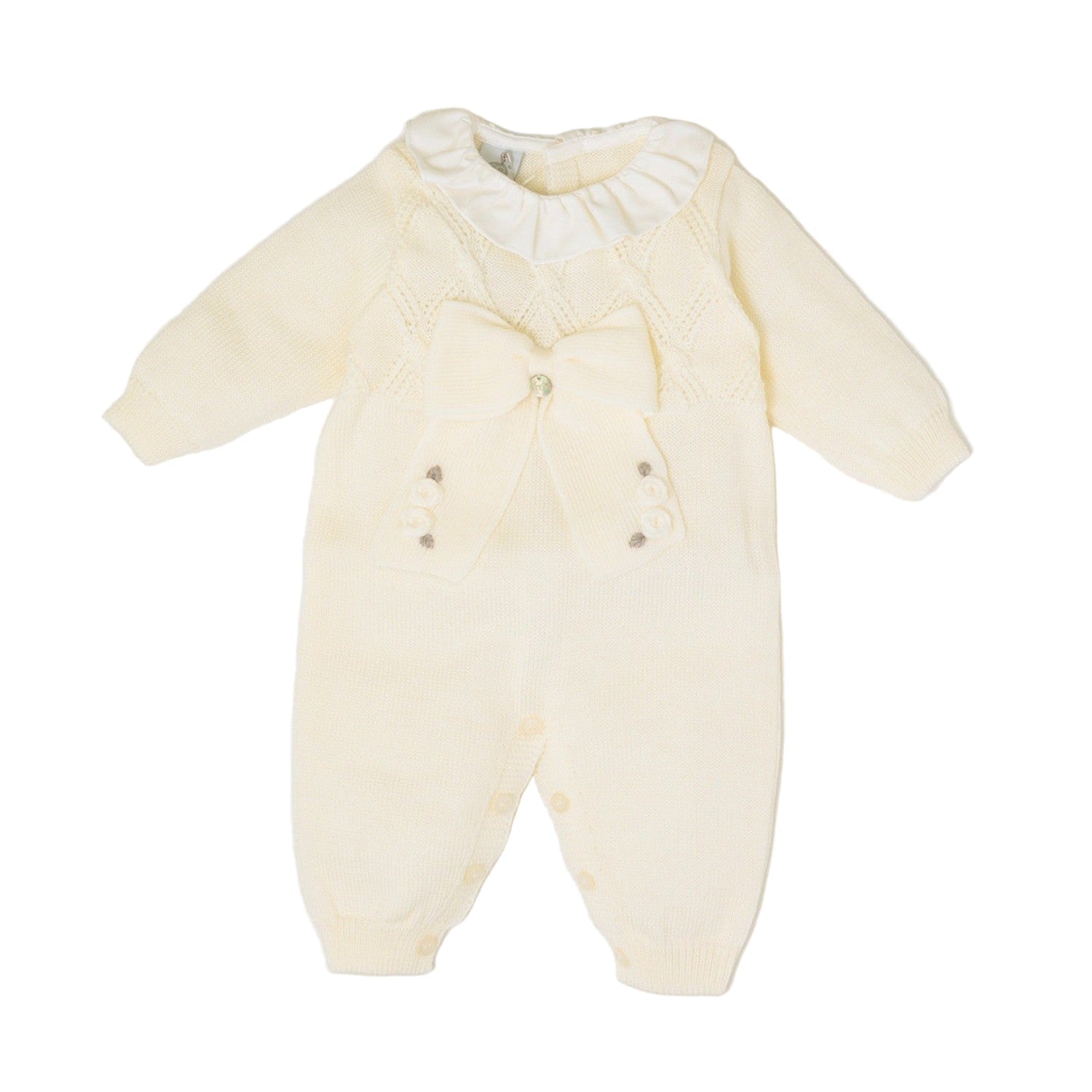 Tutina Neonata Lana Vergine 100% Vaniglia Tortora IN2410/V corredino e abbigliamento neonato | NANU' BABY