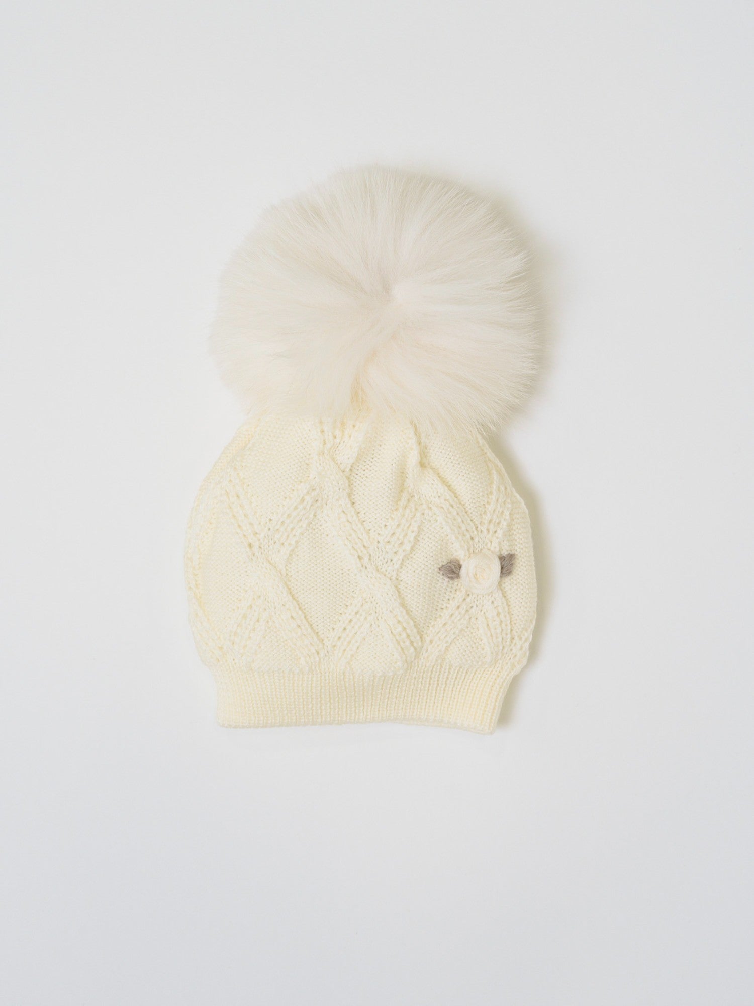 Cappellino lana fiore Neonata VANIGLIA IN1071/V -  NANU' BABY