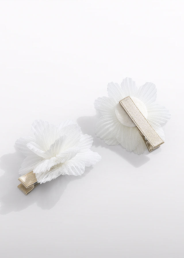 White Tulle Flower Hair Clips 5467/62