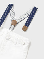 Pantaloni Cotone Bretelle Bianco 1536