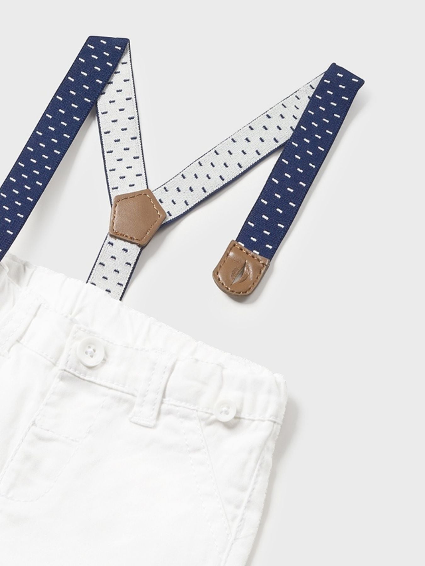 Pantaloni Cotone Bretelle Bianco 1536