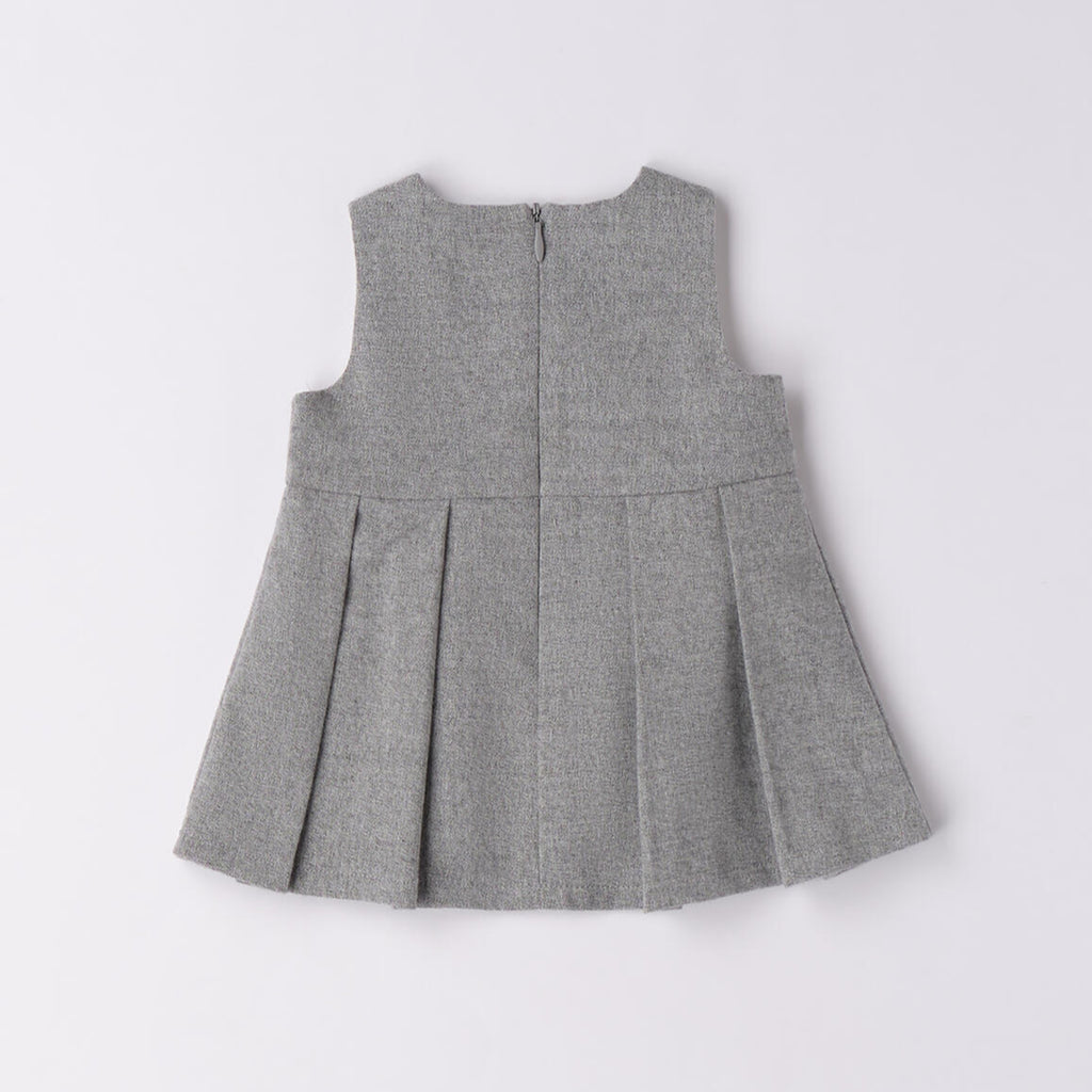 Sleeveless Twill Dress for Baby Girl, Grey, 3F728/8879