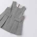 Sleeveless Twill Dress for Baby Girl, Grey, 3F728/8879