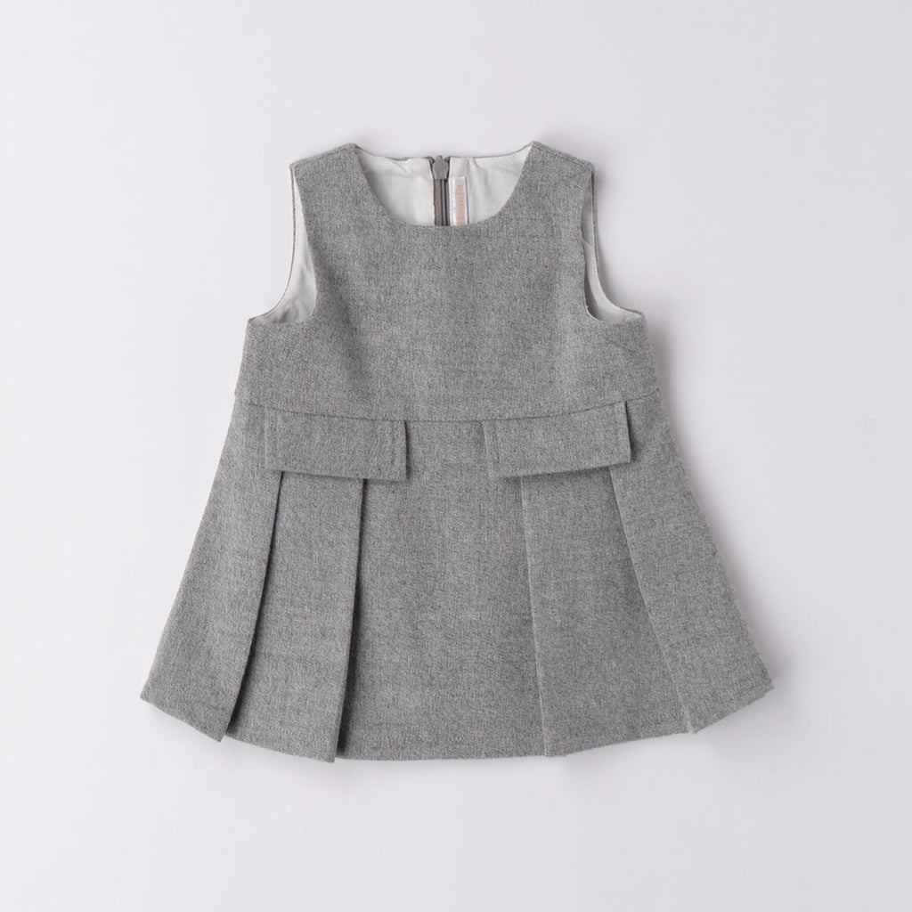Sleeveless Twill Dress for Baby Girl, Grey, 3F728/8879